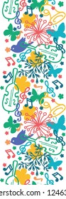 vector spring music symphony vertical seamless pattern background border with hand drawn elements