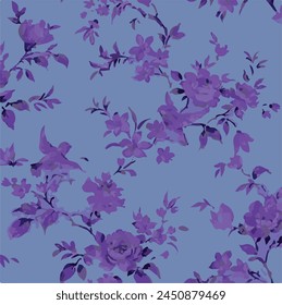 
vector spring pattern,wonderful spring  flower pattern with bird.vector illustration,Big flower.