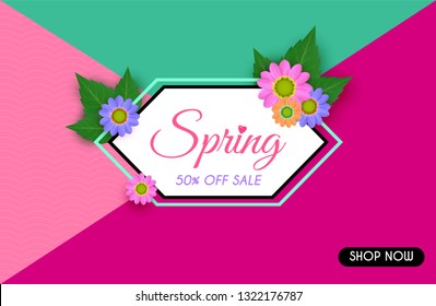 Vector Spring sale background and beautiful flowers.And The advertising and illustration, or template And can be used as wallpaper.