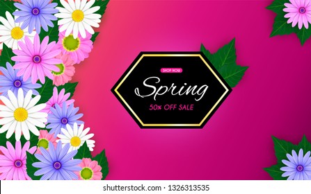 Vector Spring sale background and beautiful flowers.And The advertising and illustration, or template And can be used as wallpaper.