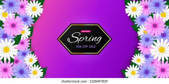 Vector Spring sale background and beautiful flowers.And The advertising and illustration, or template And can be used as wallpaper.