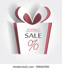 Vector spring sale card. Background or symbol with cut out element. Simple box shape with beveled edges. Modern idea. Creative concept. Template advertisement, poster, banner, gift, shopping, offer