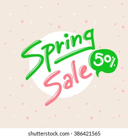 Vector Spring Sale design with lettering in soft colors