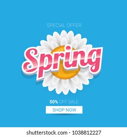 vector spring sale design template banner or tag on pink background. Abstract spring sale pink label or background with beautiful flowers and text.