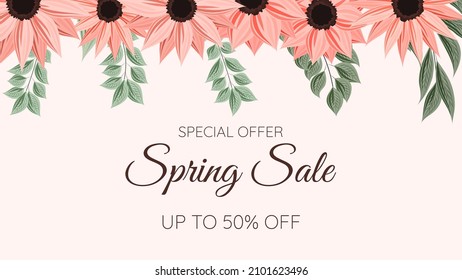 A Vector For A Spring Sale, Pink And Floral Theme