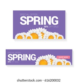 vector spring sale template banner. Spring sale pink label or background with beautiful flowers and text isolated on white 