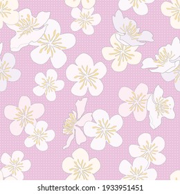 Vector spring seamless background with cherry flowers.
