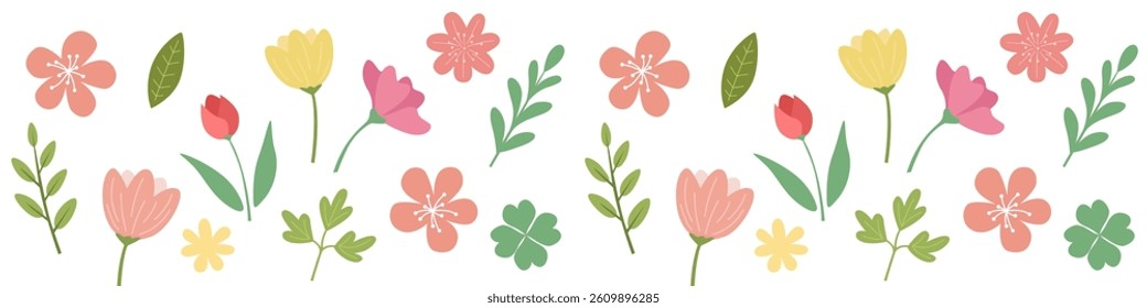 Vector spring seamless flower vector. Washi tape design.