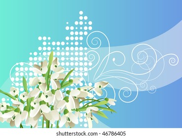 Vector spring snowdrops background  with free space for your text