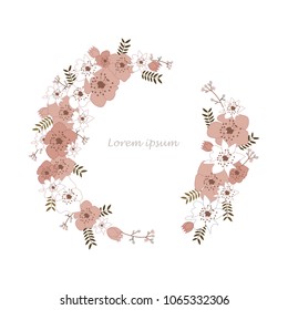 Vector Spring and summer floral beautiful border. Flower frame for your design. An elegant invitation. Vector illustration.