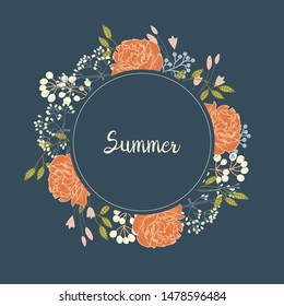 Vector Spring and summer floral beautiful border. Flower frame for your design. An elegant invitation. Vector illustration.