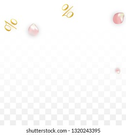Vector Spring or Summer Sale Background with Petals and Percent for  Poster Design. Good for Special Hot Holiday Discount Offer, Black Friday, Fashion Promotion Action. Romantic Sakura Illustration