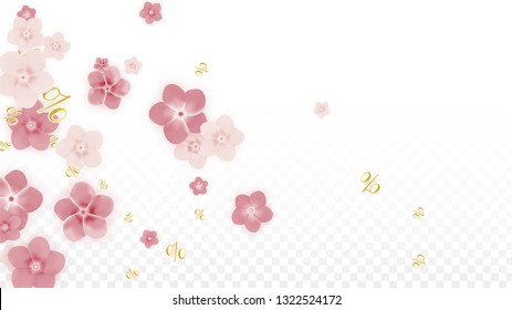 Vector Spring or Summer Sale Background with Flowers and Percent for  Banner Design. Good for Special Hot Holiday Discount Offer, Black Friday, Fashion Promotion Action. Romantic Sakura Illustration