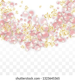Vector Spring or Summer Sale Background with Petals and Percent for  Template Design. Good for Special Hot Holiday Discount Offer, Black Friday, Fashion Promotion Action. Romantic Sakura Illustration