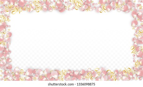 Vector Spring or Summer Sale Background with Petals and Percent for  Flyer Design. Good for Special Hot Holiday Discount Offer, Black Friday, Fashion Promotion Action. Romantic Sakura Illustration