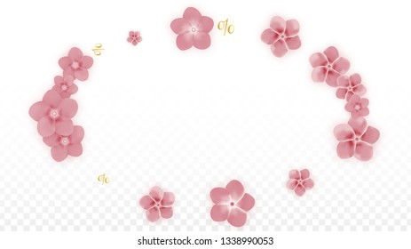 Vector Spring or Summer Sale Background with Flowers and Percent for  Layout Design. Good for Special Hot Holiday Discount Offer, Black Friday, Fashion Promotion Action. Romantic Sakura Illustration