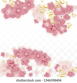 Vector Spring or Summer Sale Background with Flowers and Percent for  Poster Design. Good for Special Hot Holiday Discount Offer, Black Friday, Fashion Promotion Action. Romantic Sakura Illustration