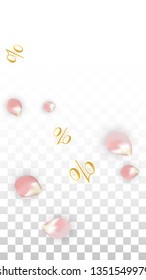 Vector Spring or Summer Sale Background with Petals and Percent for  Cards Design. Good for Special Hot Holiday Discount Offer, Black Friday, Fashion Promotion Action. Romantic Sakura Illustration