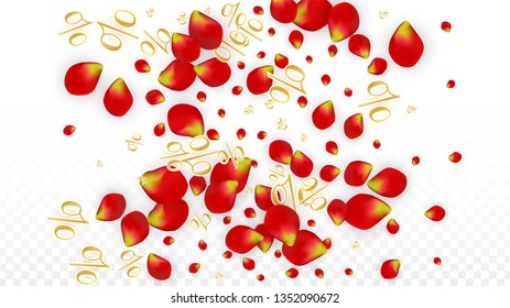 Vector Spring or Summer Sale Background with Flowers and Percent for  Web Design. Good for Special Hot Holiday Discount Offer, Black Friday, Fashion Promotion Action. Romantic Rose Illustration.