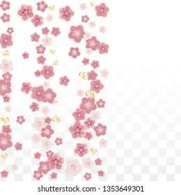 Vector Spring or Summer Sale Background with Flowers and Percent for  Template Design. Good for Special Hot Holiday Discount Offer, Black Friday, Fashion Promotion Action. Romantic Sakura Illustration