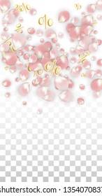 Vector Spring or Summer Sale Background with Petals and Percent for  Template Design. Good for Special Hot Holiday Discount Offer, Black Friday, Fashion Promotion Action. Romantic Sakura Illustration