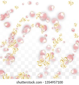 Vector Spring or Summer Sale Background with Petals and Percent for  Web Design. Good for Special Hot Holiday Discount Offer, Black Friday, Fashion Promotion Action. Romantic Sakura Illustration