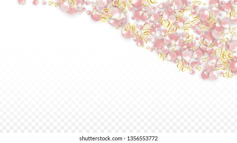 Vector Spring or Summer Sale Background with Petals and Percent for  Template Design. Good for Special Hot Holiday Discount Offer, Black Friday, Fashion Promotion Action. Romantic Sakura Illustration
