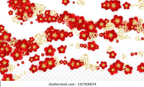 Vector Spring or Summer Sale Background with Flowers and Percent for  Cards Design. Good for Special Hot Holiday Discount Offer, Black Friday, Fashion Promotion Action. Romantic Rose Illustration.