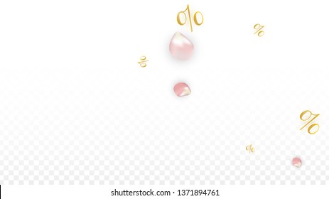 Vector Spring or Summer Sale Background with Petals and Percent for  Poster Design. Good for Special Hot Holiday Discount Offer, Black Friday, Fashion Promotion Action. Romantic Sakura Illustration