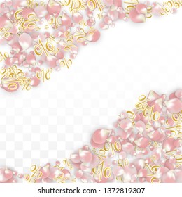 Vector Spring or Summer Sale Background with Petals and Percent for  Banner Design. Good for Special Hot Holiday Discount Offer, Black Friday, Fashion Promotion Action. Romantic Sakura Illustration