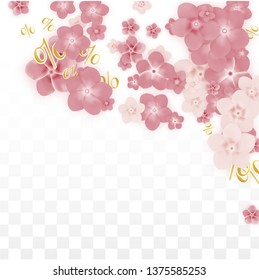 Vector Spring or Summer Sale Background with Flowers and Percent for  Cards Design. Good for Special Hot Holiday Discount Offer, Black Friday, Fashion Promotion Action. Romantic Sakura Illustration
