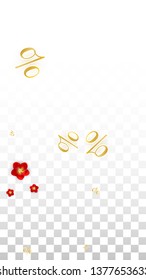 Vector Spring or Summer Sale Background with Flowers and Percent for  Poster Design. Good for Special Hot Holiday Discount Offer, Black Friday, Fashion Promotion Action. Romantic Rose Illustration.