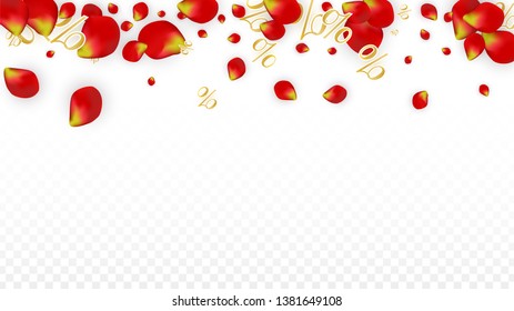 Vector Spring or Summer Sale Background with Flowers and Percent for  Layout Design. Good for Special Hot Holiday Discount Offer, Black Friday, Fashion Promotion Action. Romantic Rose Illustration.
