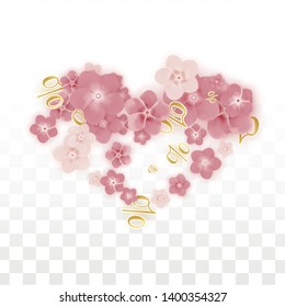 Vector Spring or Summer Sale Background with Flowers and Percent for  Banner Design. Good for Special Hot Holiday Discount Offer, Black Friday, Fashion Promotion Action. Romantic Sakura Illustration
