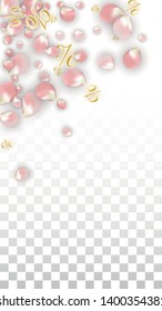 Vector Spring or Summer Sale Background with Petals and Percent for  Cards Design. Good for Special Hot Holiday Discount Offer, Black Friday, Fashion Promotion Action. Romantic Sakura Illustration