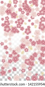 Vector Spring or Summer Sale Background with Flowers and Percent for  Flyer Design. Good for Special Hot Holiday Discount Offer, Black Friday, Fashion Promotion Action. Romantic Sakura Illustration