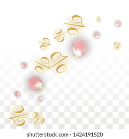 Vector Spring or Summer Sale Background with Petals and Percent for  Web Design. Good for Special Hot Holiday Discount Offer, Black Friday, Fashion Promotion Action. Romantic Sakura Illustration