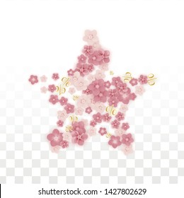 Vector Spring or Summer Sale Background with Flowers and Percent for  Flyer Design. Good for Special Hot Holiday Discount Offer, Black Friday, Fashion Promotion Action. Romantic Sakura Illustration