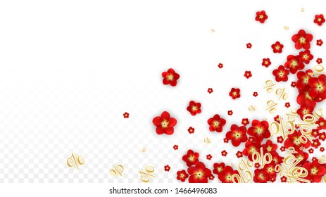 Vector Spring or Summer Sale Background with Flowers and Percent for  Web Design. Good for Special Hot Holiday Discount Offer, Black Friday, Fashion Promotion Action. Romantic Rose Illustration.