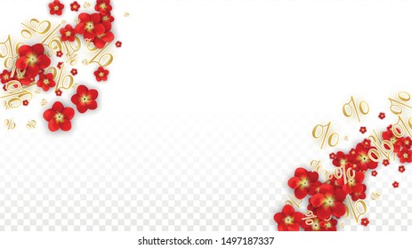 Vector Spring or Summer Sale Background with Flowers and Percent for  Web Design. Good for Special Hot Holiday Discount Offer, Black Friday, Fashion Promotion Action. Romantic Rose Illustration.