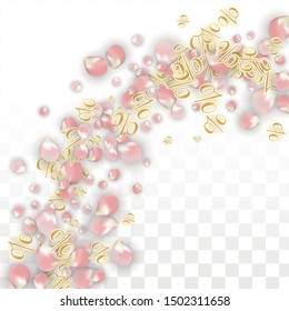 Vector Spring or Summer Sale Background with Petals and Percent for  Template Design. Good for Special Hot Holiday Discount Offer, Black Friday, Fashion Promotion Action. Romantic Sakura Illustration