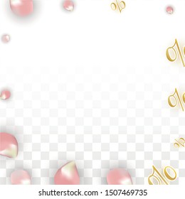 Vector Spring or Summer Sale Background with Petals and Percent for  Flyer Design. Good for Special Hot Holiday Discount Offer, Black Friday, Fashion Promotion Action. Romantic Sakura Illustration