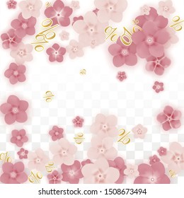 Vector Spring or Summer Sale Background with Flowers and Percent for  Web Design. Good for Special Hot Holiday Discount Offer, Black Friday, Fashion Promotion Action. Romantic Sakura Illustration