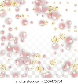 Vector Spring or Summer Sale Background with Petals and Percent for  Web Design. Good for Special Hot Holiday Discount Offer, Black Friday, Fashion Promotion Action. Romantic Sakura Illustration