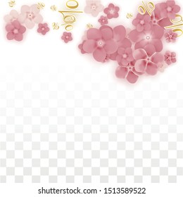 Vector Spring or Summer Sale Background with Flowers and Percent for  Cards Design. Good for Special Hot Holiday Discount Offer, Black Friday, Fashion Promotion Action. Romantic Sakura Illustration