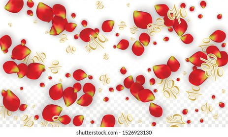 Vector Spring or Summer Sale Background with Flowers and Percent for  Layout Design. Good for Special Hot Holiday Discount Offer, Black Friday, Fashion Promotion Action. Romantic Rose Illustration.