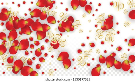 Vector Spring or Summer Sale Background with Flowers and Percent for  Layout Design. Good for Special Hot Holiday Discount Offer, Black Friday, Fashion Promotion Action. Romantic Rose Illustration.