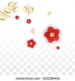 Vector Spring or Summer Sale Background with Flowers and Percent for  Poster Design. Good for Special Hot Holiday Discount Offer, Black Friday 