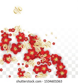 Vector Spring or Summer Sale Background with Flowers and Percent for  Layout Design. Good for Special Hot Holiday Discount Offer, Black Friday, Fashion Promotion Action. Romantic Rose Illustration.