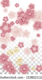 Vector Spring or Summer Sale Background with Flowers and Percent for  Flyer Design. Good for Special Hot Holiday Discount Offer, Black Friday, Fashion Promotion Action. Romantic Sakura Illustration